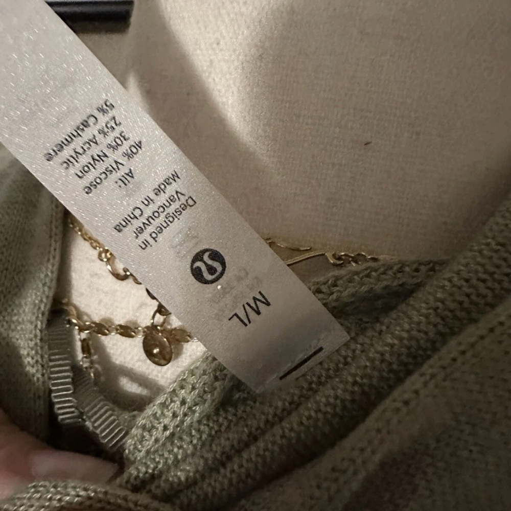 Lululemon Cashlu Knit Wrap Cardigan Heathered Rosemary Green M/L - Picture 5 of 8